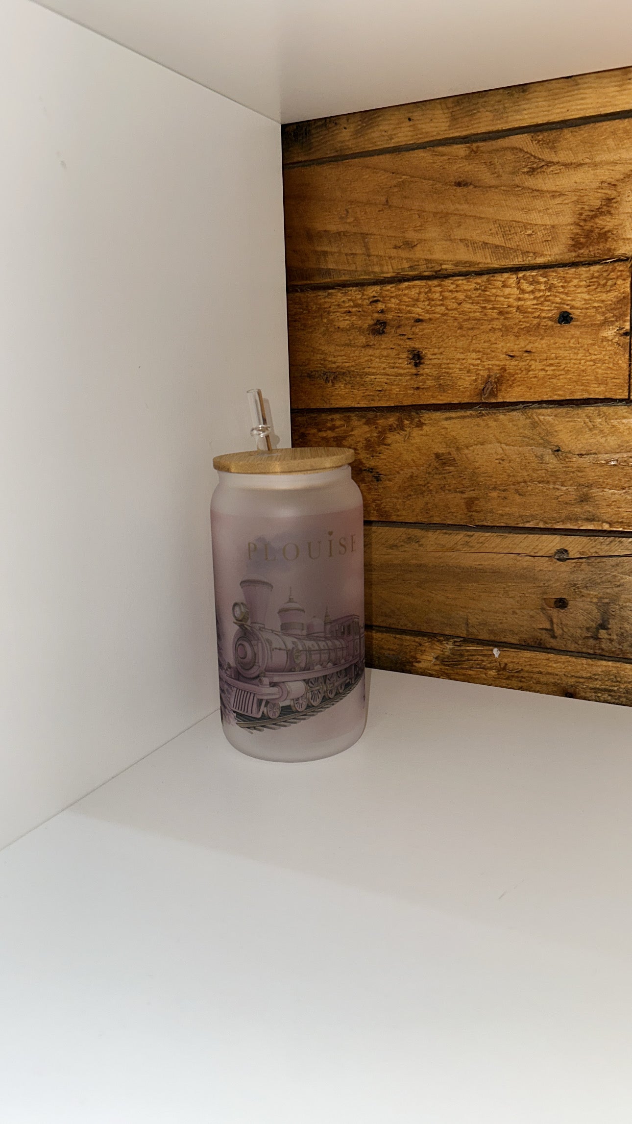 p louise Christmas train design on Libby cup