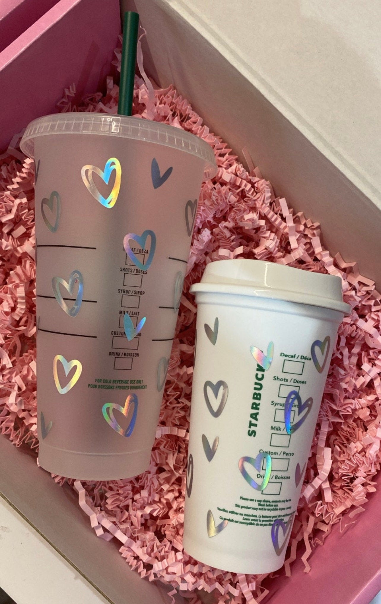 Personalised gift set Heart Starbucks Cups💗