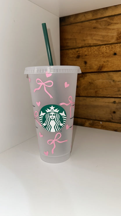 Starbucks Pink bows & hearts