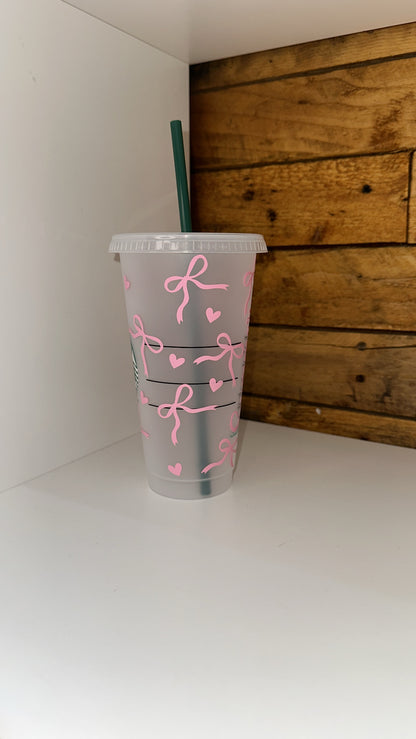 Starbucks Pink bows & hearts