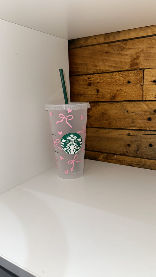 Starbucks Pink bows & hearts