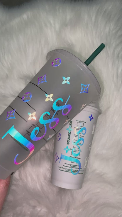 🦋 LV-Inspired Starbucks Cup with Butterfly Accents 🦋
